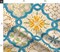 Geometric Tile Blue Green Floral Hand Drawn Watercolor Tropical Summer Coastal Custom Printed Fabric by Spoonflower Various Fabrics by the Yard or Fat Quarter